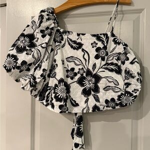 Anthropologie Black and White Floral Blouse